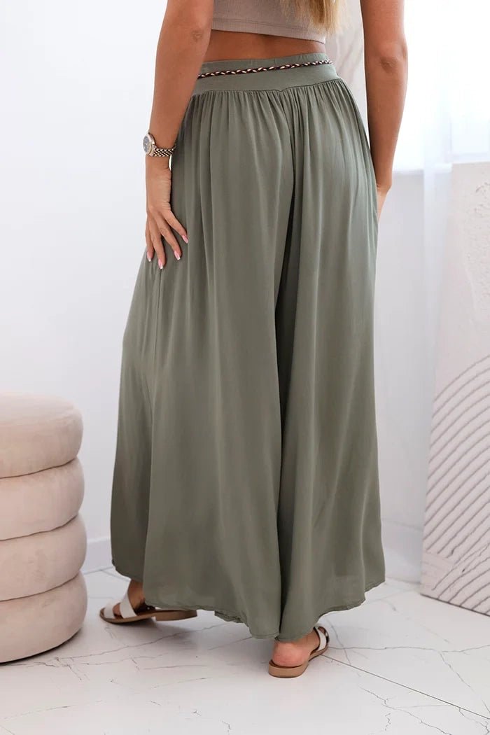 Women's wide - leg viscose trousers 81733 / – Khaki цвет / color | Lexline Fashion