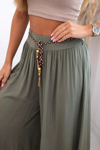 Women's wide - leg viscose trousers 81733 / – Khaki цвет / color | Lexline Fashion