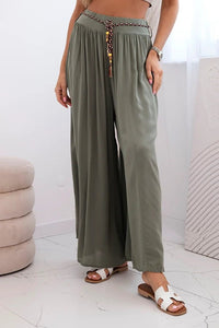 Women's wide - leg viscose trousers 81733 / – Khaki цвет / color | Lexline Fashion