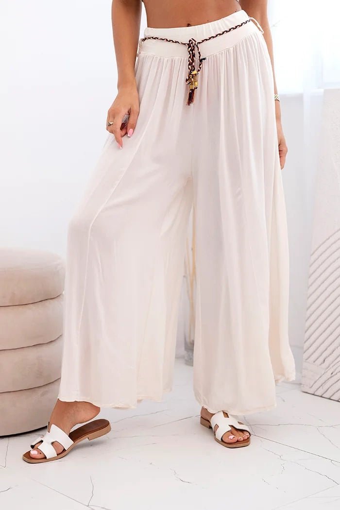 Women's wide - leg viscose trousers 81733 / – Light Beige цвет / color | Lexline Fashion
