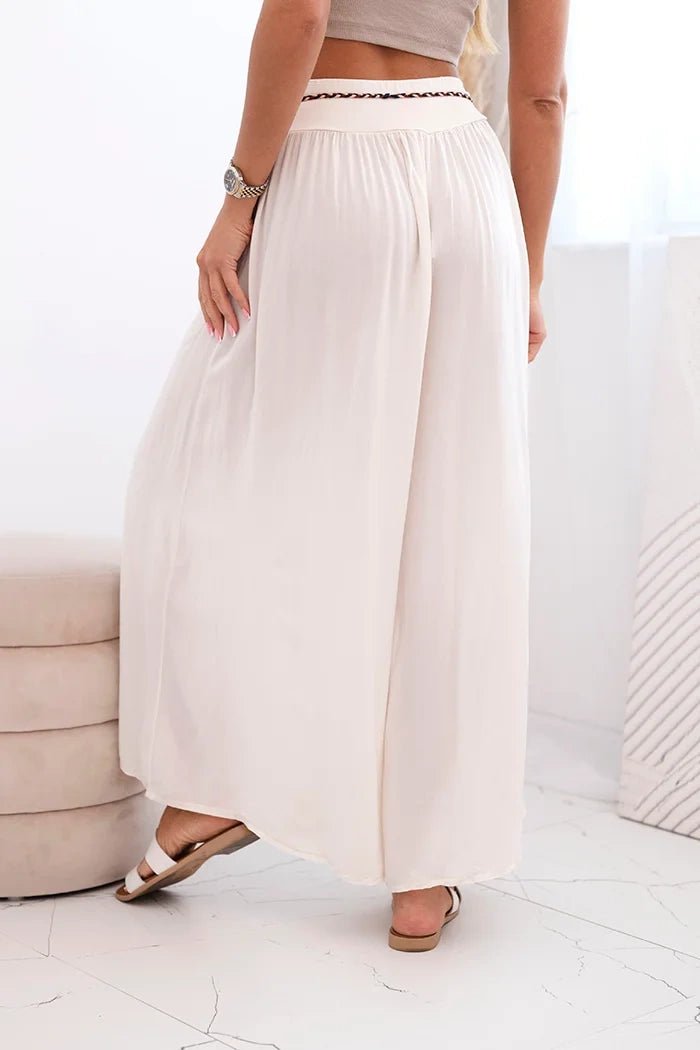 Women's wide - leg viscose trousers 81733 / – Light Beige цвет / color | Lexline Fashion