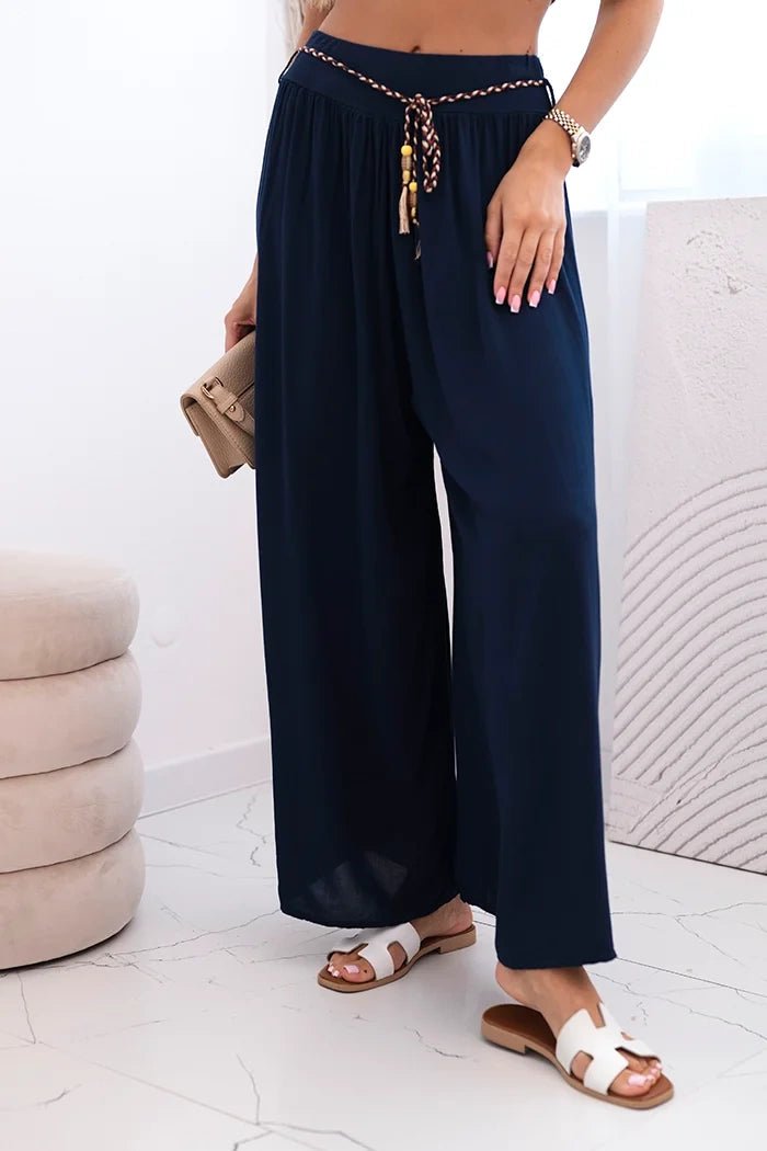 Women's wide - leg viscose trousers 81733 / – Navy blue цвет / color | Lexline Fashion