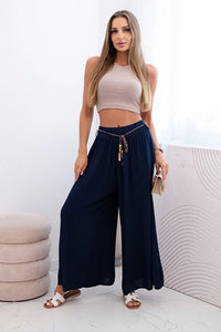 Women's wide - leg viscose trousers 81733 / – Navy blue цвет / color | Lexline Fashion