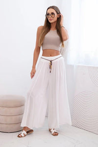 Women's wide - leg viscose trousers 81733 / – White цвет / color | Lexline Fashion
