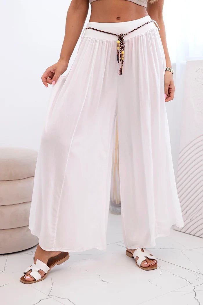 Women's wide - leg viscose trousers 81733 / – White цвет / color | Lexline Fashion