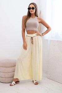 Women's wide - leg viscose trousers 81733 / – Yellow цвет / color | Lexline Fashion