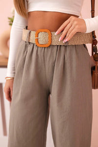 Women's wide linen trousers with a belt ART9806 - 1 / – Fango цвет / color | Lexline Fashion