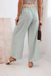 Women's wide striped viscose trousers ART9806 - 2 / – Dark Mint цвет / color | Lexline Fashion