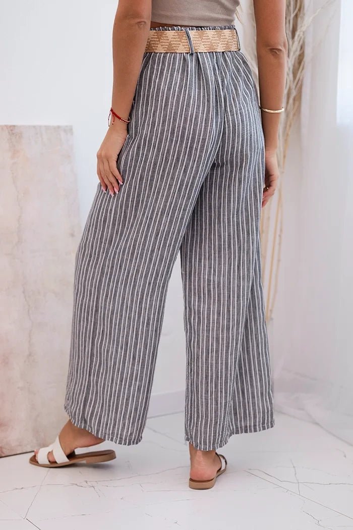 Women's wide striped viscose trousers ART9806 - 2 / – Gray цвет / color | Lexline Fashion