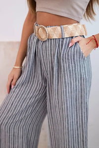 Women's wide striped viscose trousers ART9806 - 2 / – Gray цвет / color | Lexline Fashion