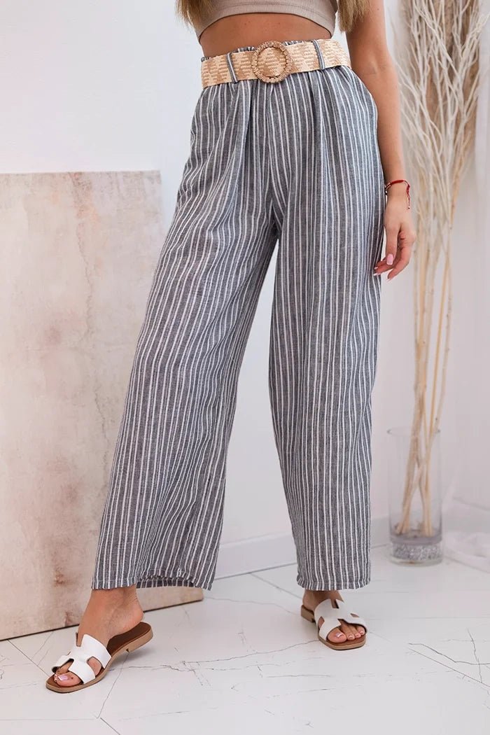 Women's wide striped viscose trousers ART9806 - 2 / – Gray цвет / color | Lexline Fashion