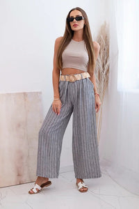 Women's wide striped viscose trousers ART9806 - 2 / – Gray цвет / color | Lexline Fashion