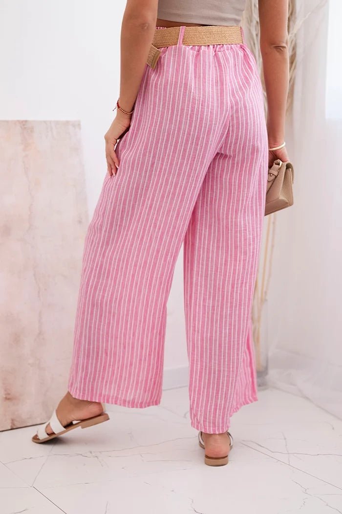 Women's wide striped viscose trousers ART9806 - 2 / – Pink цвет / color | Lexline Fashion