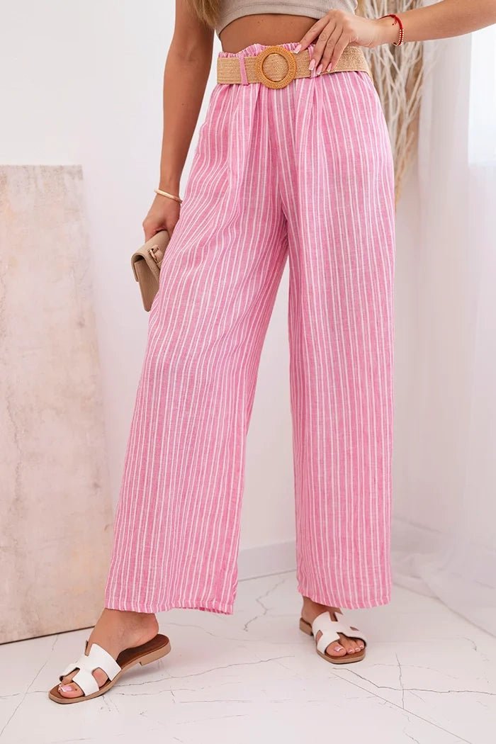 Women's wide striped viscose trousers ART9806 - 2 / – Pink цвет / color | Lexline Fashion