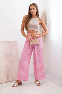 Women's wide striped viscose trousers ART9806 - 2 / – Pink цвет / color | Lexline Fashion