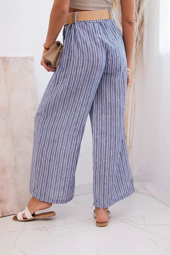 Women's wide striped viscose trousers ART9806 - 2 / – Purple цвет / color | Lexline Fashion