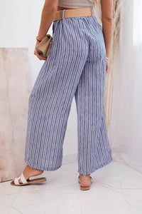 Women's wide striped viscose trousers ART9806 - 2 / – Purple цвет / color | Lexline Fashion