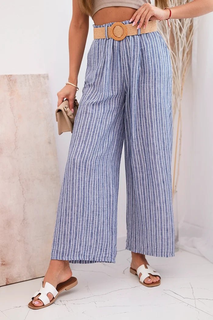 Women's wide striped viscose trousers ART9806 - 2 / – Purple цвет / color | Lexline Fashion