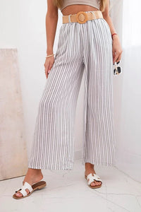 Women's wide striped viscose trousers ART9806 - 2 / – White цвет / color | Lexline Fashion