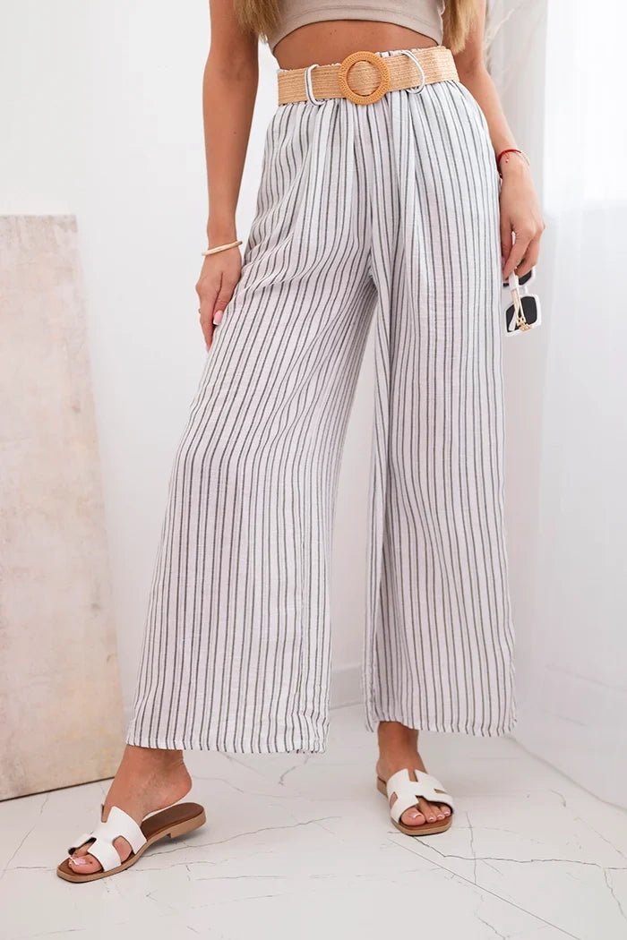 Women's wide striped viscose trousers ART9806 - 2 / – White цвет / color | Lexline Fashion