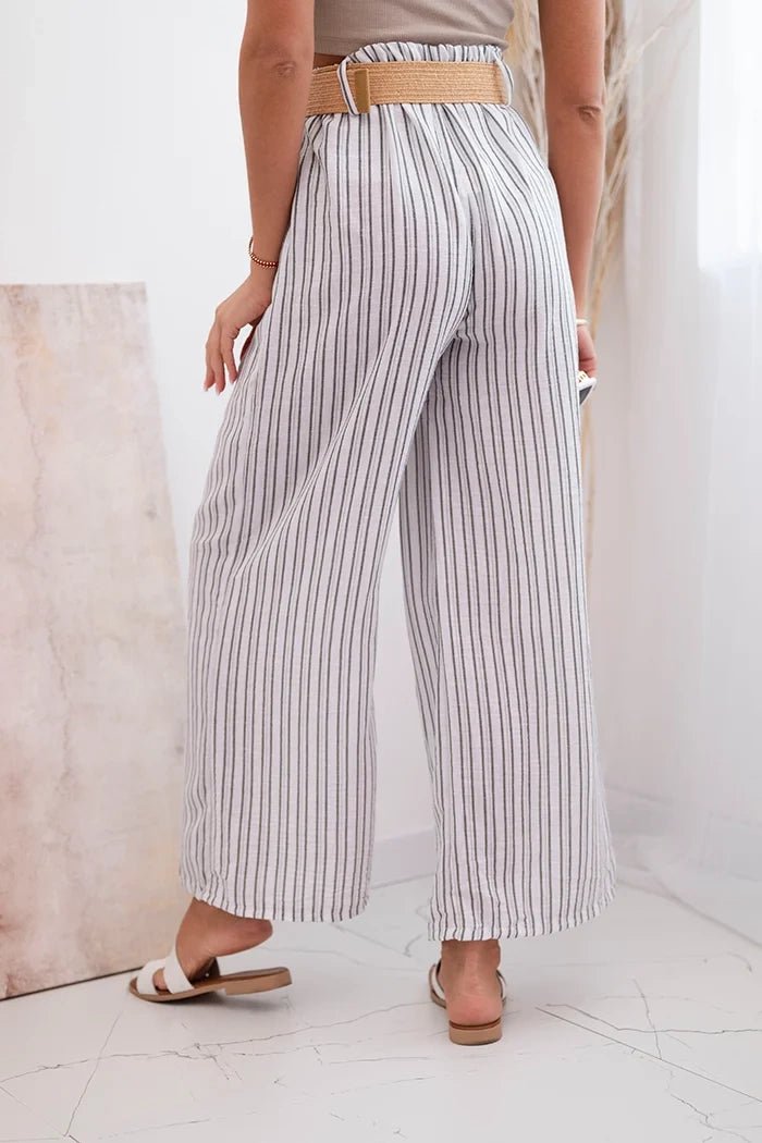 Women's wide striped viscose trousers ART9806 - 2 / – White цвет / color | Lexline Fashion