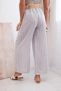 Women's wide striped viscose trousers ART9806 - 2 / – White цвет / color | Lexline Fashion