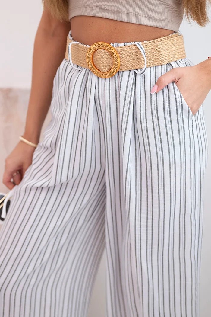 Women's wide striped viscose trousers ART9806 - 2 / – White цвет / color | Lexline Fashion