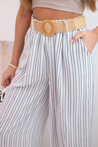 Women's wide striped viscose trousers ART9806 - 2 / – White цвет / color | Lexline Fashion