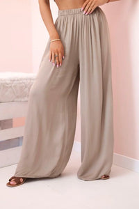 Women's wide trousers with elastic waistband 3180 / – Camel цвет / color | Lexline Fashion