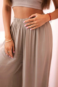 Women's wide trousers with elastic waistband 3180 / – Camel цвет / color | Lexline Fashion