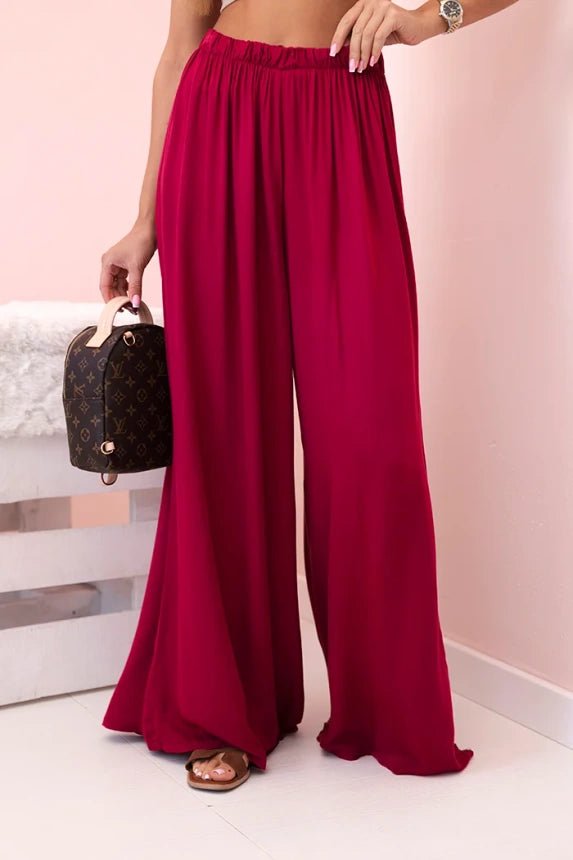Women's wide trousers with elastic waistband 3180 / – Dark Burgundy цвет / color | Lexline Fashion