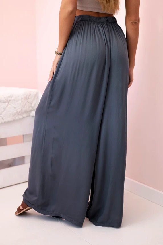 Women's wide trousers with elastic waistband 3180 / – Graphite цвет / color | Lexline Fashion