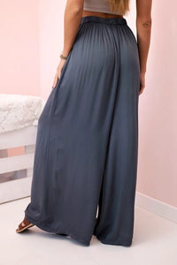 Women's wide trousers with elastic waistband 3180 / – Graphite цвет / color | Lexline Fashion
