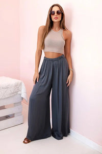 Women's wide trousers with elastic waistband 3180 / – Graphite цвет / color | Lexline Fashion