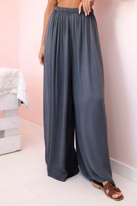 Women's wide trousers with elastic waistband 3180 / – Graphite цвет / color | Lexline Fashion