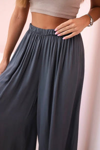 Women's wide trousers with elastic waistband 3180 / – Graphite цвет / color | Lexline Fashion