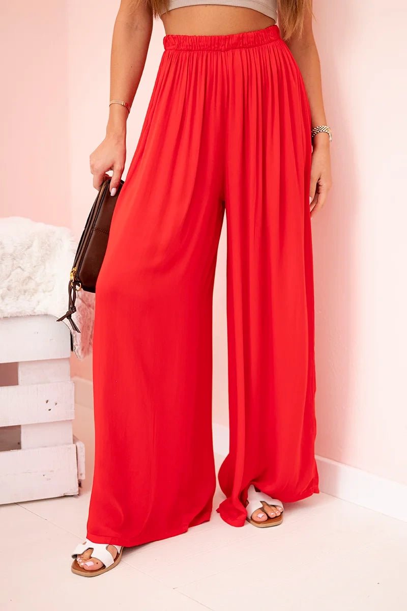 Women's wide trousers with elastic waistband 3180 / – Red цвет / color | Lexline Fashion