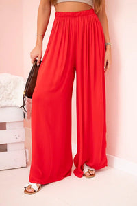 Women's wide trousers with elastic waistband 3180 / – Red цвет / color | Lexline Fashion