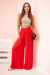 Women's wide trousers with elastic waistband 3180 / – Red цвет / color | Lexline Fashion