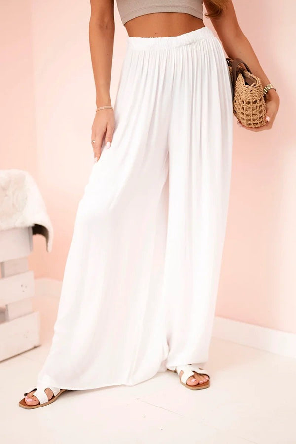 Women's wide trousers with elastic waistband 3180 / – White цвет / color | Lexline Fashion