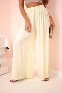 Women's wide trousers with elastic waistband 3180 / – Yellow цвет / color | Lexline Fashion