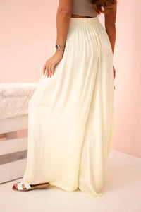 Women's wide trousers with elastic waistband 3180 / – Yellow цвет / color | Lexline Fashion