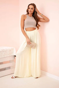 Women's wide trousers with elastic waistband 3180 / – Yellow цвет / color | Lexline Fashion