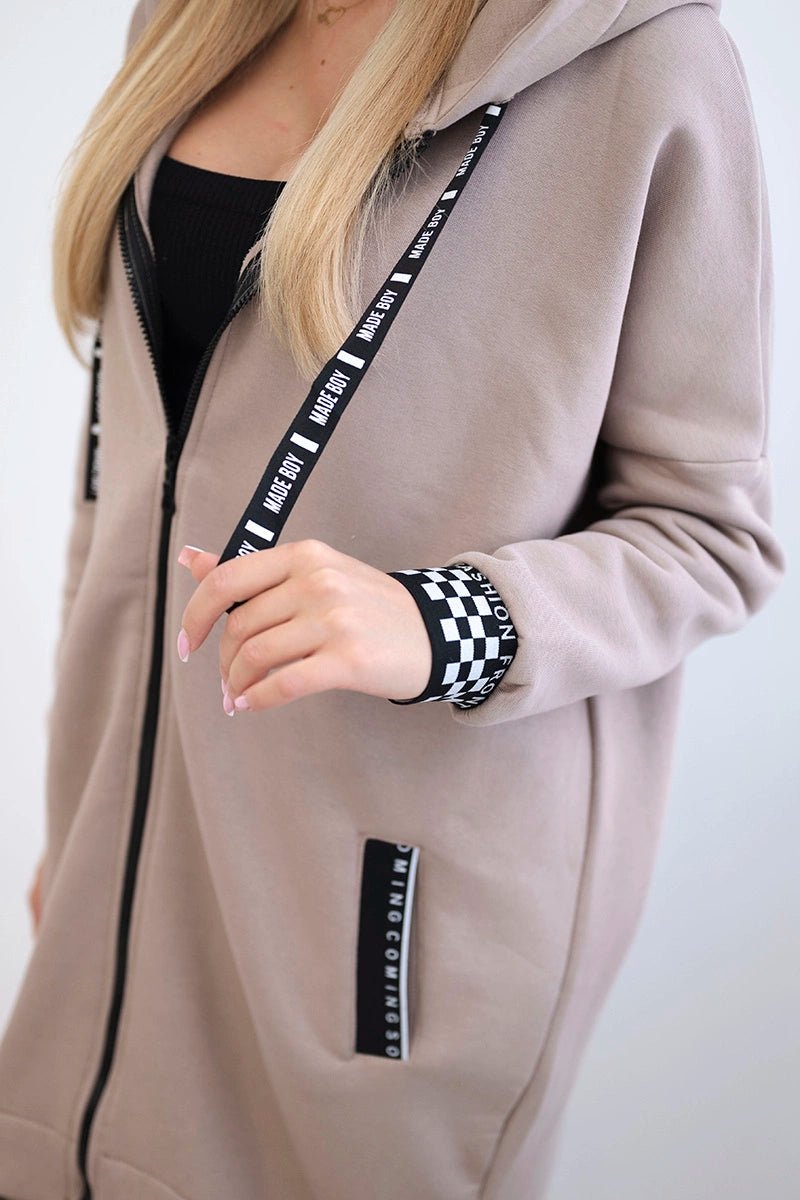 Zip - up hoodie 9664 / – Dark || beige цвет / color | Lexline Fashion